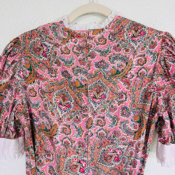 Vintage Prairie Dress Womens Floral Paisley Western Cottage Core Peasant Boho - Picture 9 of 14